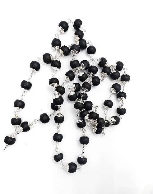 Karungali German Silver Mala– Shani-Rahu Raksha